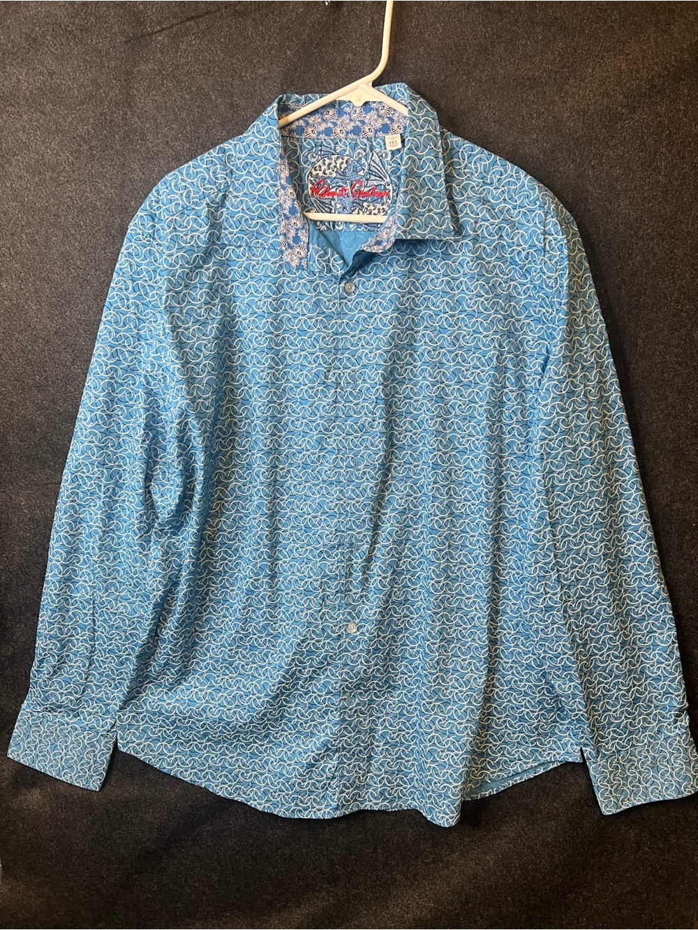 Robert Graham Canterbury Men's 2XL Blue Button-Down Shirt Flip Cuffs Long Sleeve